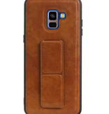 Grip Stand Hardcover Backcover pour Samsung Galaxy A8 Plus Brown