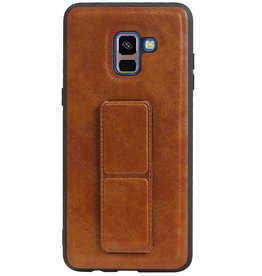 Grip Stand Hardcover Backcover pour Samsung Galaxy A8 Plus Brown