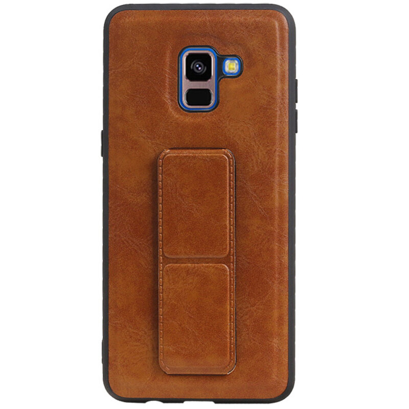 Grip Stand Hardcover Backcover pour Samsung Galaxy A8 Plus Brown