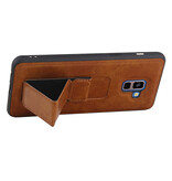 Grip Stand Hardcase Backcover voor Samsung Galaxy A8 Plus Bruin
