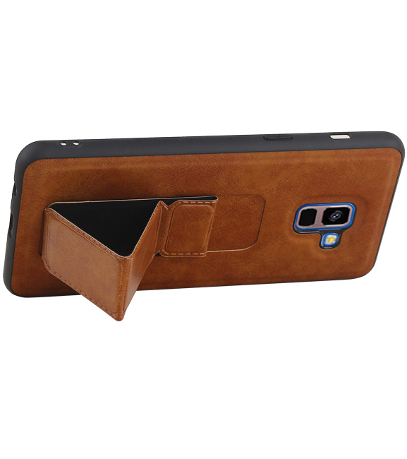 Grip Stand Back Cover rigido per Samsung Galaxy A8 Plus Brown