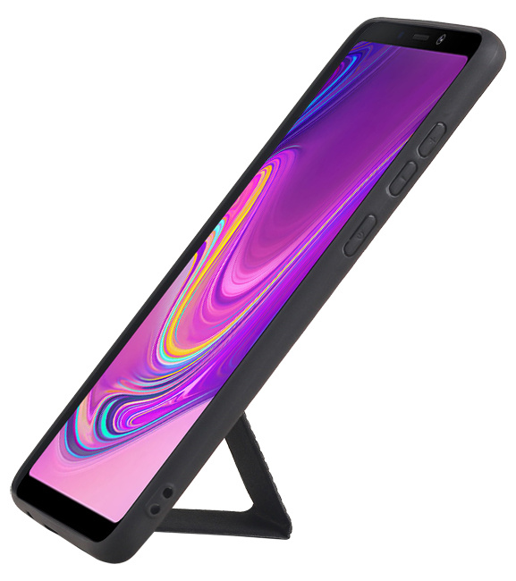 Funda rígida con soporte de agarre para Samsung Galaxy A9 (2018) negro