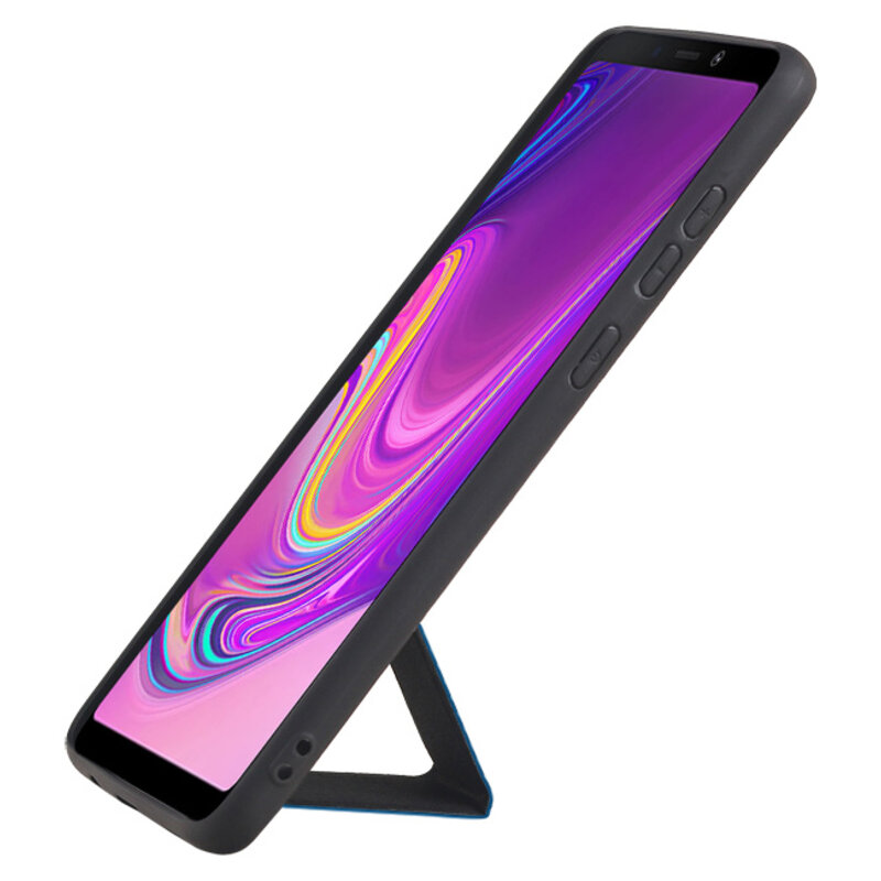 Grip Stand Hardcover Backcover pour Samsung Galaxy A9 (2018) Bleu