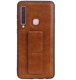 Funda rígida con soporte de agarre para Samsung Galaxy A9 (2018) Marrón