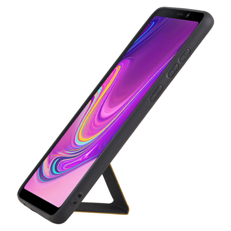 Grip Stand Hardcase Backcover voor Samsung Galaxy A9 (2018) Bruin