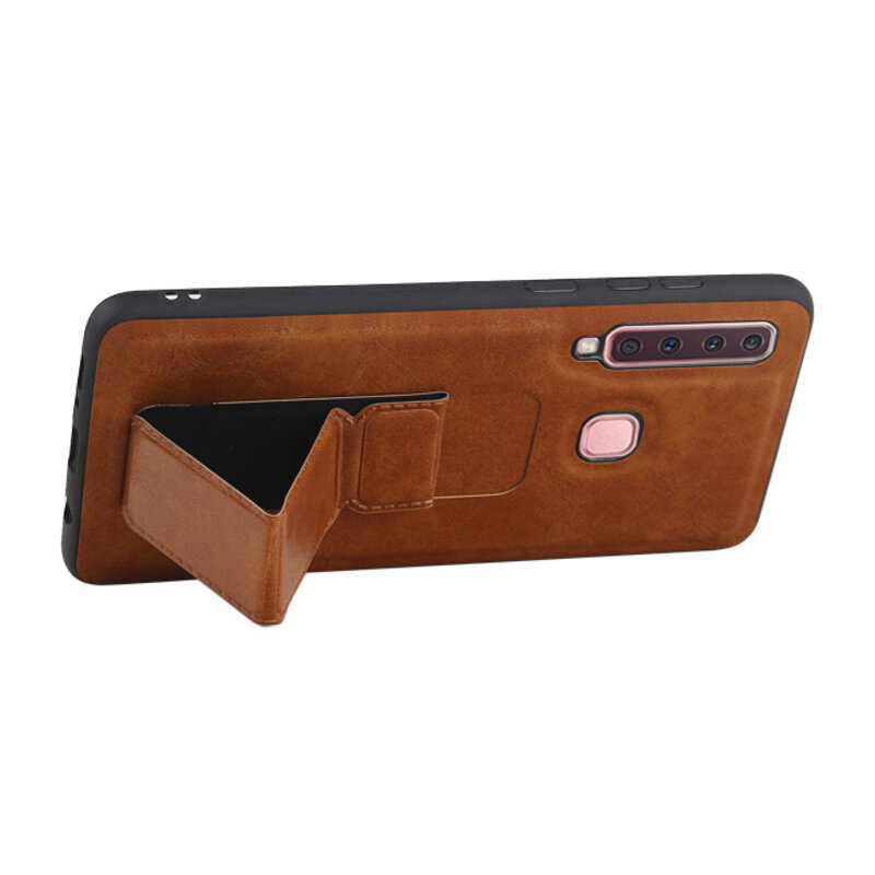 Grip Stand Hardcase Backcover voor Samsung Galaxy A9 (2018) Bruin