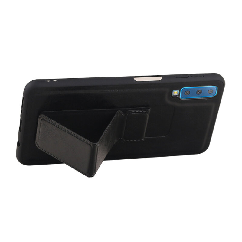 Grip Stand Hardcover Backcover pour Samsung Galaxy A7 (2018) Noir