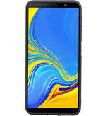 Grip Stand Hardcover Backcover pour Samsung Galaxy A7 (2018) Bleu