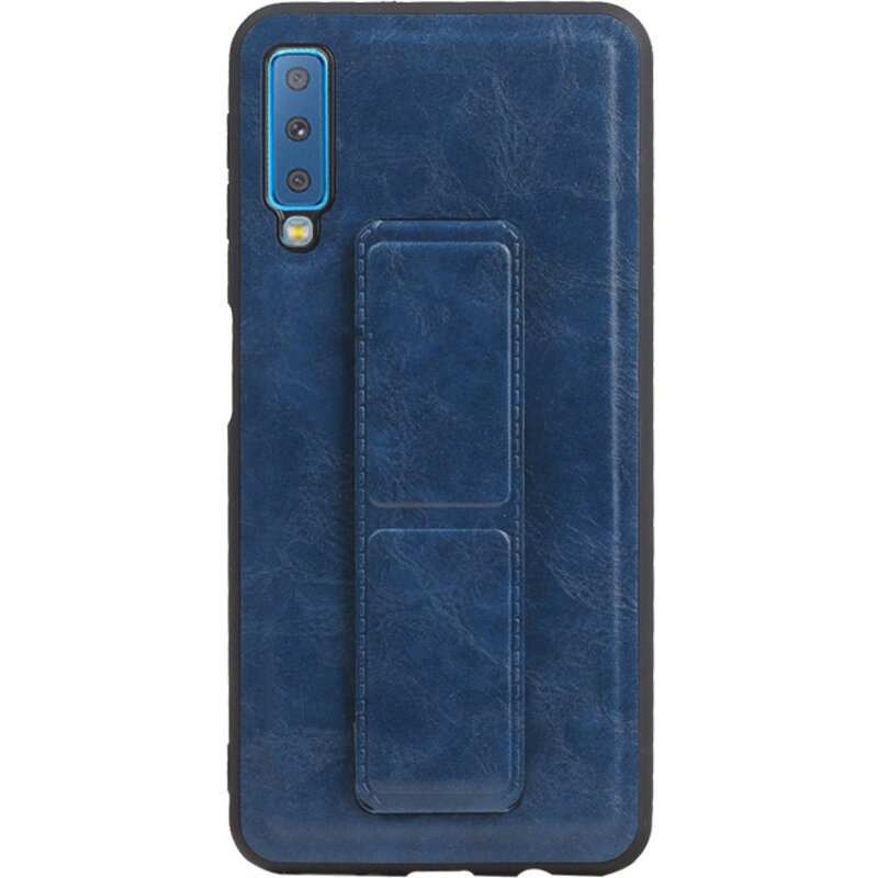 Grip Stand Hardcover Backcover pour Samsung Galaxy A7 (2018) Bleu