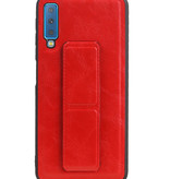 Grip Stand Hardcase Backcover voor Samsung Galaxy A7 (2018) Rood
