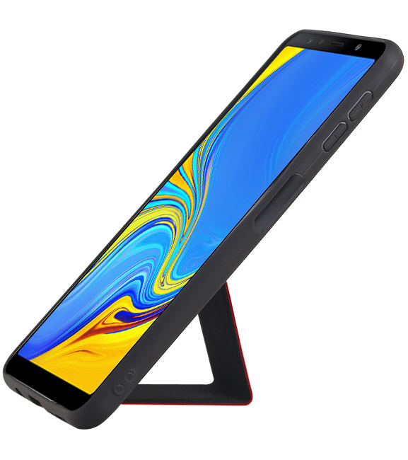 Grip Stand Hardcase Backcover voor Samsung Galaxy A7 (2018) Rood