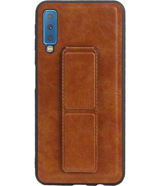Grip Stand Hardcover Backcover pour Samsung Galaxy A7 (2018) Marron