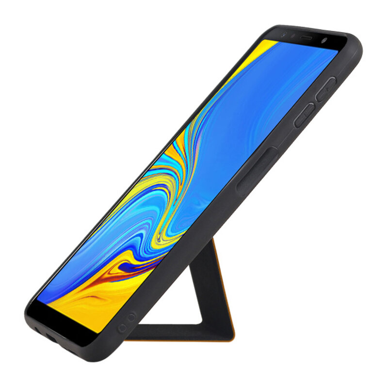 Grip Stand Hardcase Backcover voor Samsung Galaxy A7 (2018) Bruin