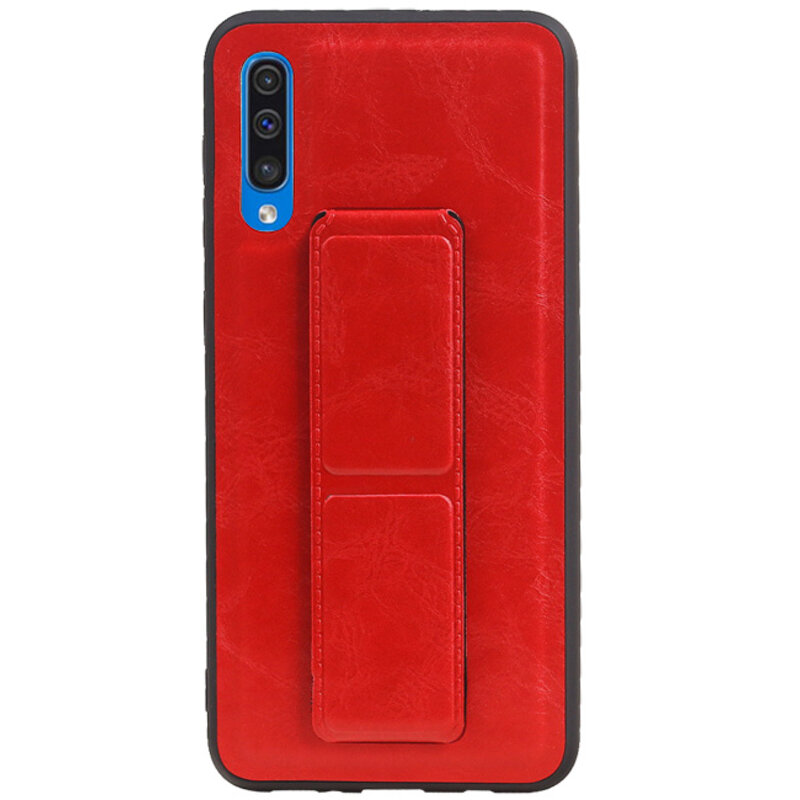 Grip Stand Hardcover Backcover pour Samsung Galaxy A50 Rouge