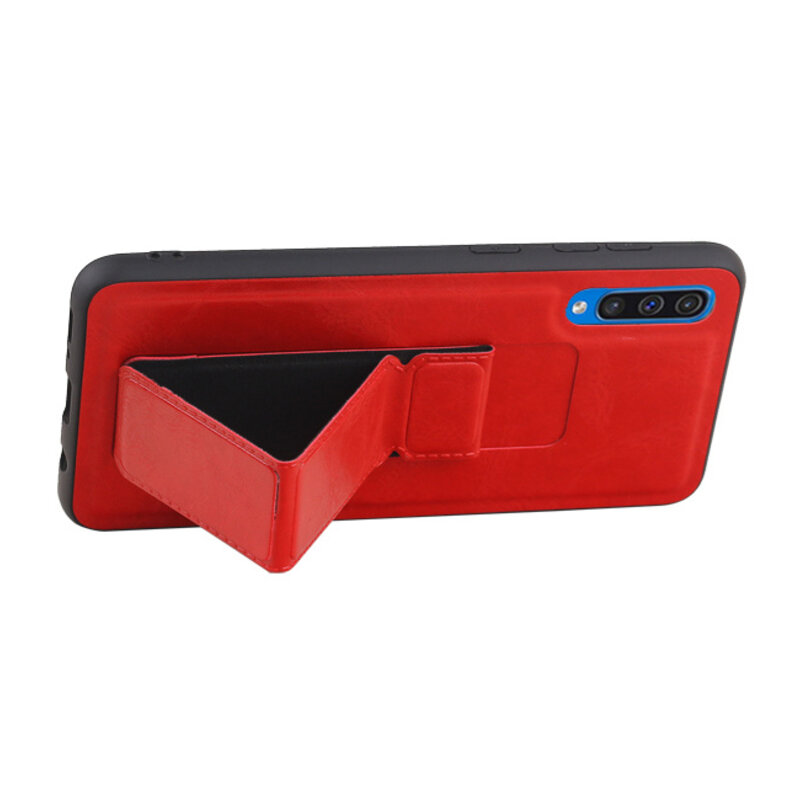 Grip Stand Hardcover Backcover pour Samsung Galaxy A50 Rouge
