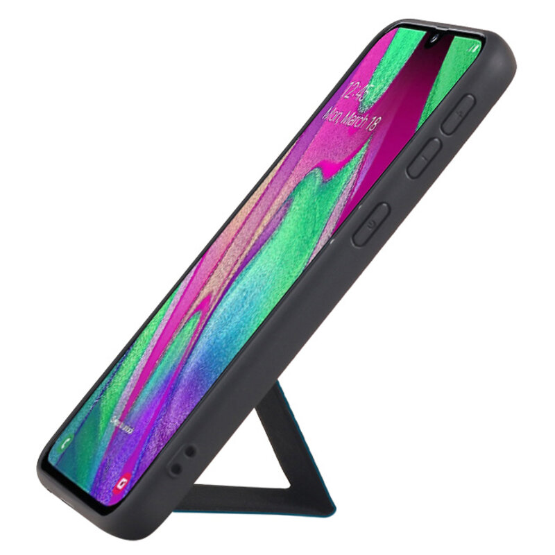 Grip Stand Hardcase Backcover for Samsung Galaxy A40 Blue