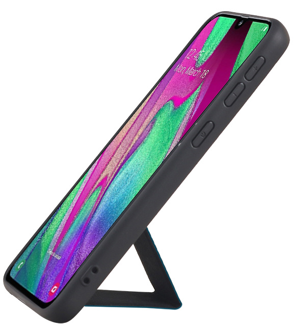 Grip Stand Hardcover Backcover pour Samsung Galaxy A40 Bleu