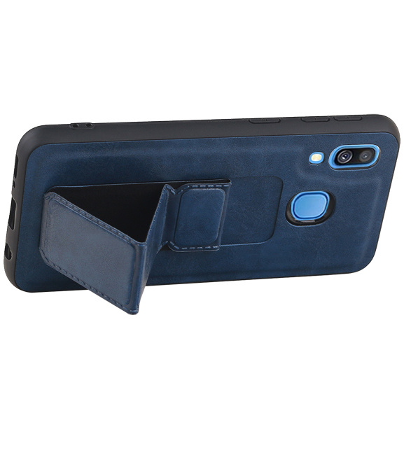 Grip Stand Hardcover Backcover pour Samsung Galaxy A40 Bleu