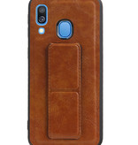 Grip Stand Hardcase Backcover for Samsung Galaxy A40 Brown
