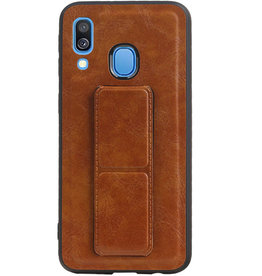 Grip Stand Hardcase Bagcover til Samsung Galaxy A40 Brown