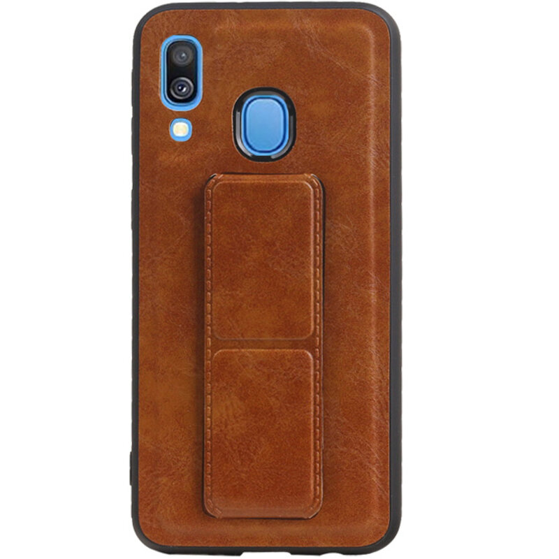 Grip Stand Hardcover Backcover pour Samsung Galaxy A40 Brown