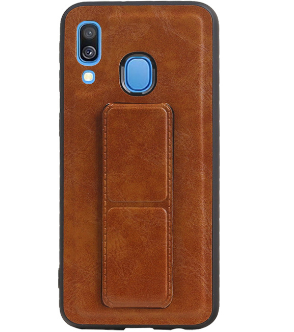 Grip Stand Hardcase Backcover for Samsung Galaxy A40 Brown