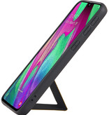 Grip Stand Hardcase Backcover voor Samsung Galaxy A40 Bruin