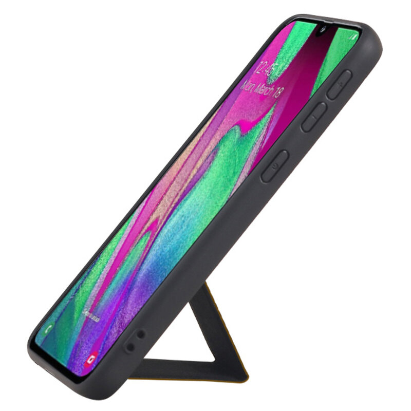 Grip Stand Hardcase Backcover for Samsung Galaxy A40 Brown