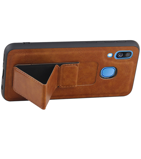 Grip Stand Hardcase Bagcover til Samsung Galaxy A40 Brown