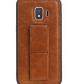 Grip Stand Hardcase Backcover for Samsung Galaxy J2 Core Brown