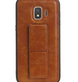 Grip Stand Hardcase Backcover für Samsung Galaxy J2 Core Brown