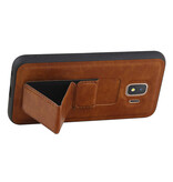 Grip Stand Hardcase Backcover for Samsung Galaxy J2 Core Brown