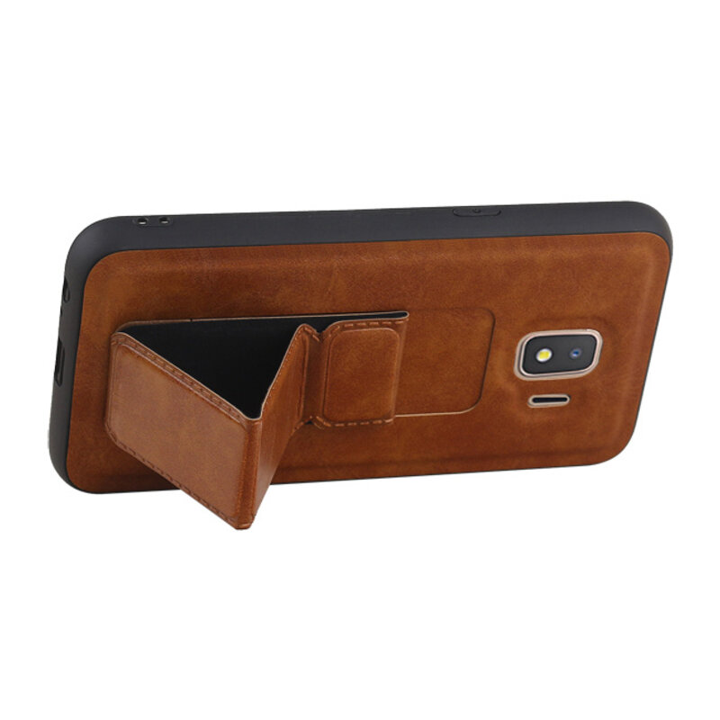 Grip Stand Hardcase Backcover for Samsung Galaxy J2 Core Brown