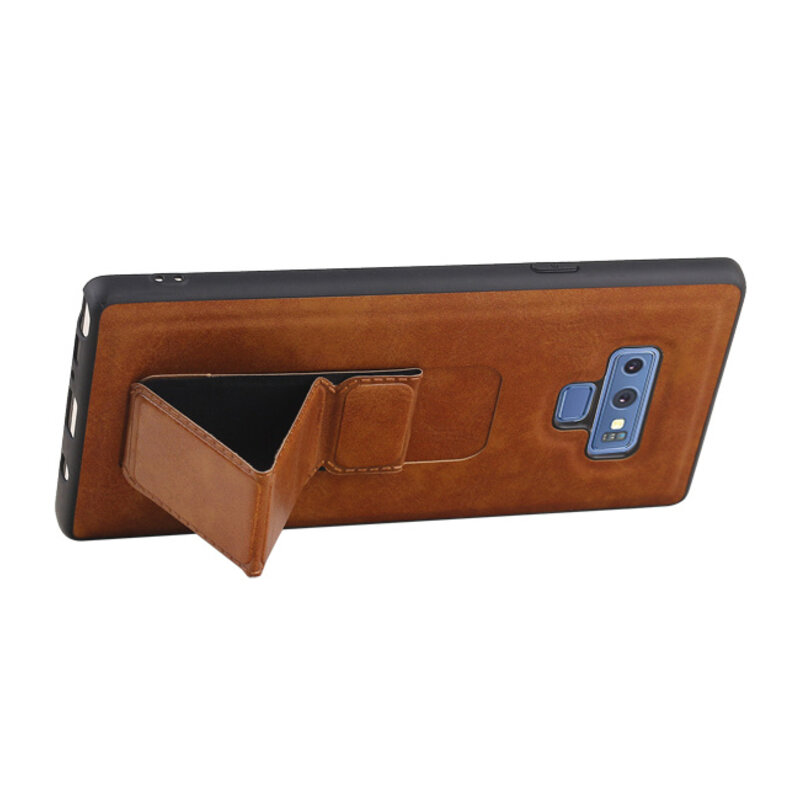 Funda rígida con soporte de agarre para Samsung Galaxy Note 9 Marrón