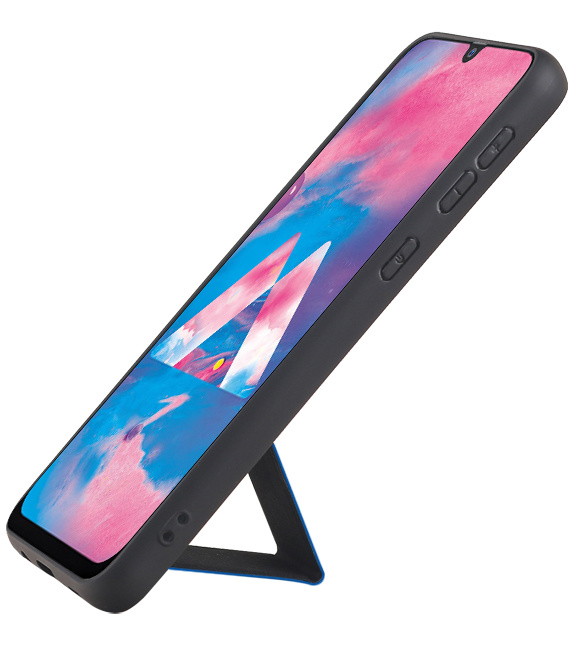 Grip Stand Hardcover Backcover pour Samsung Galaxy M30 Bleu