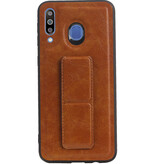 Grip Stand Hardcase Backcover for Samsung Galaxy M30 Brown