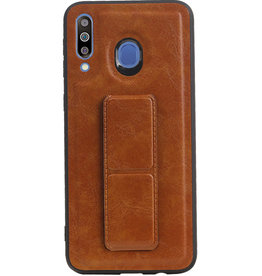 Grip Stand Hardcover Backcover pour Samsung Galaxy M30 Brown