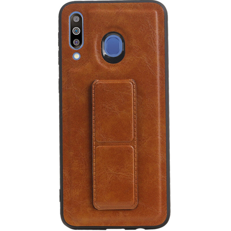 Grip Stand Hardcase Backcover for Samsung Galaxy M30 Brown