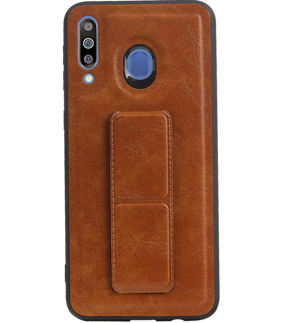 Grip Stand Hardcase Backcover for Samsung Galaxy M30 Brown