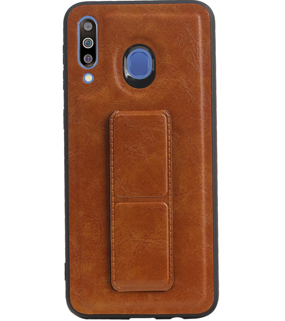 Grip Stand Hardcover Backcover pour Samsung Galaxy M30 Brown