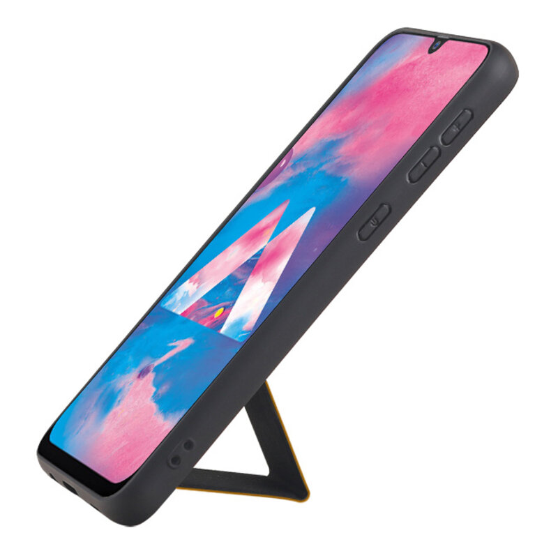 Grip Stand Hardcase Backcover for Samsung Galaxy M30 Brown