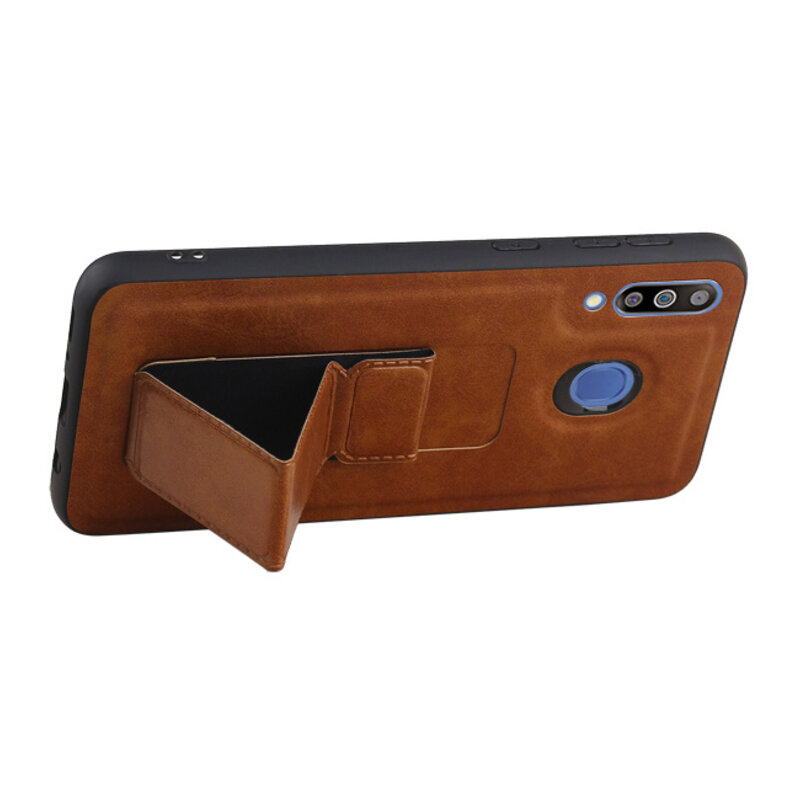 Grip Stand Hardcase Backcover for Samsung Galaxy M30 Brown