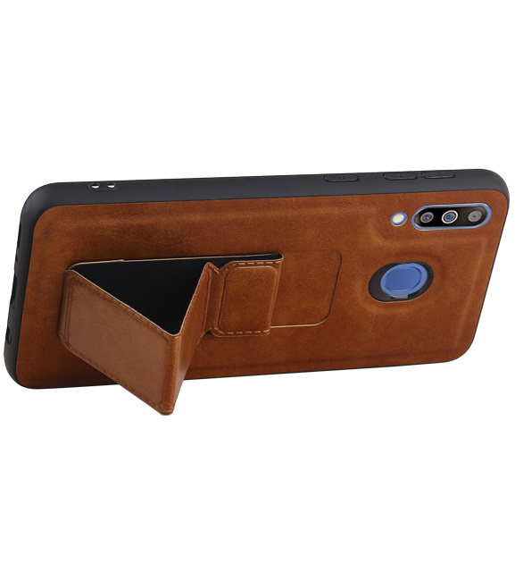 Grip Stand Hardcase Backcover for Samsung Galaxy M30 Brown