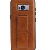Grip Stand Hardcase Bagcover til Samsung Galaxy S8 Brown