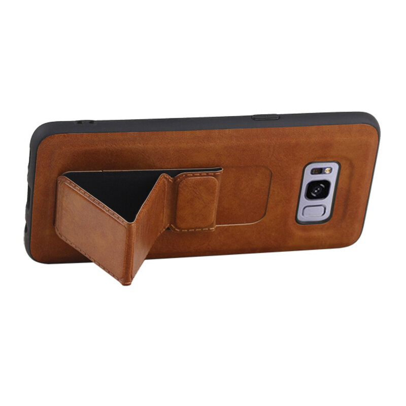 Grip Stand Hardcase Backcover voor Samsung Galaxy S8 Plus Bruin