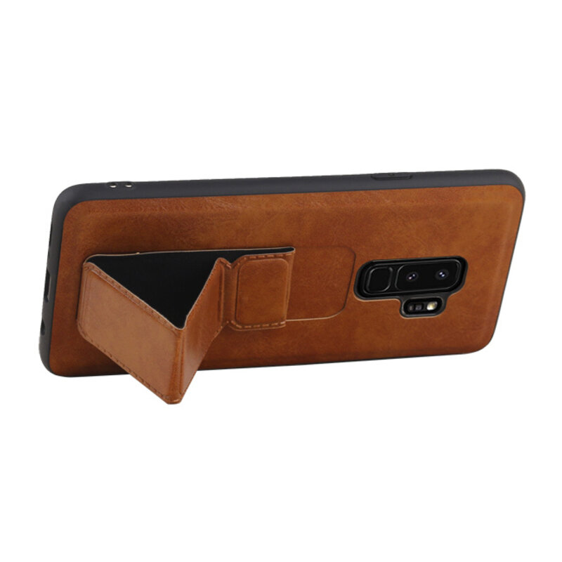 Grip Stand Hardcase Backcover voor Samsung Galaxy S9 Plus Bruin