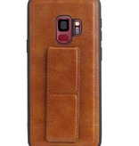 Grip Stand Hardcover Backcover pour Samsung Galaxy S9 Brown