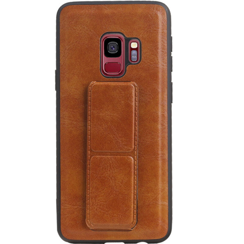 Grip Stand Hardcase Backcover voor Samsung Galaxy S9 Bruin