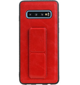 Grip Stand Hardcover Backcover pour Samsung Galaxy S10 Rouge