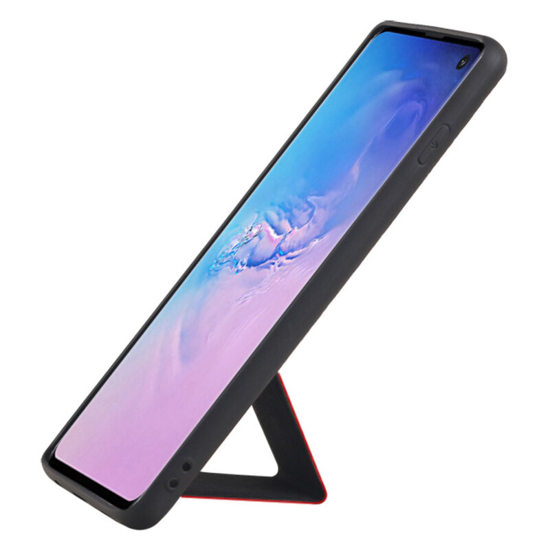 Grip Stand Back Cover rigido per Samsung Galaxy S10 Red